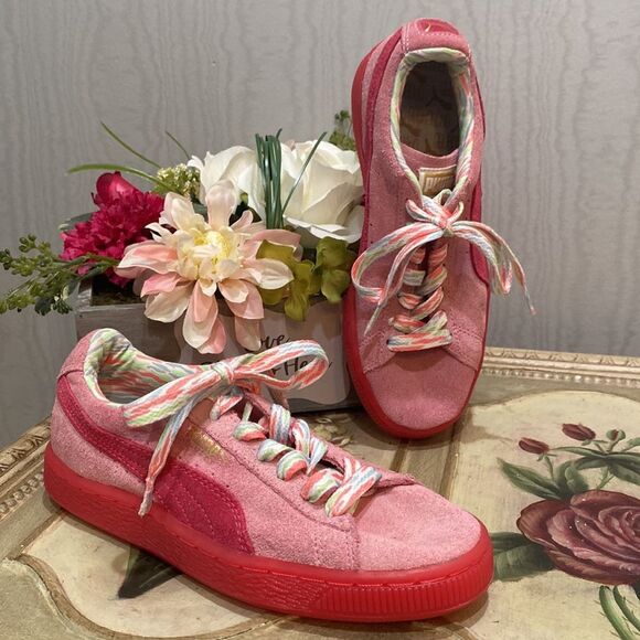 Puma Coastal Flamingo Pink Suede Low Top Barbiecore Sz 5.5 - Picture 1 of 14